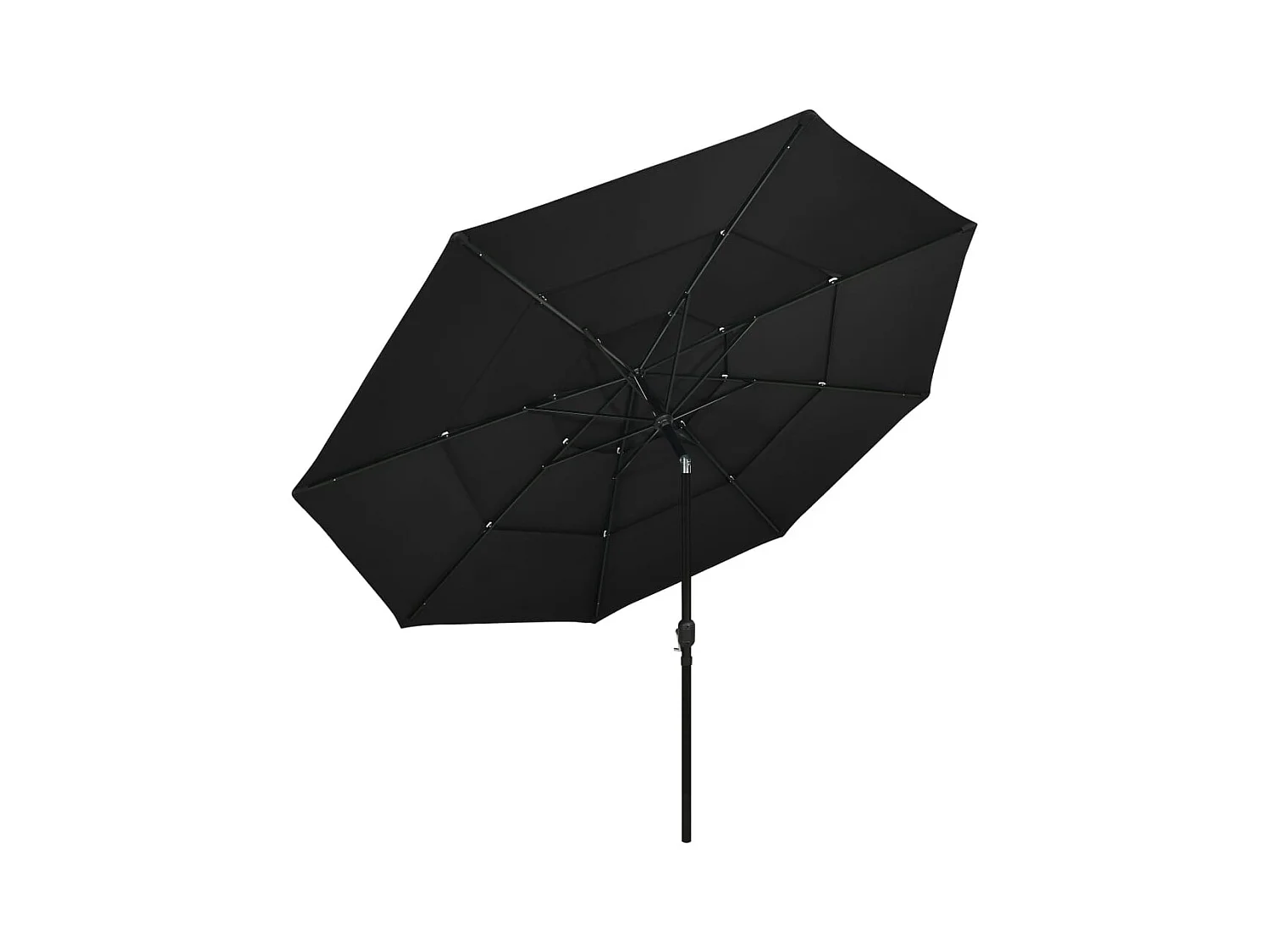 Parasol de jardin-Parasol à 3 niveaux  avec mât en aluminium noir 3,5 m