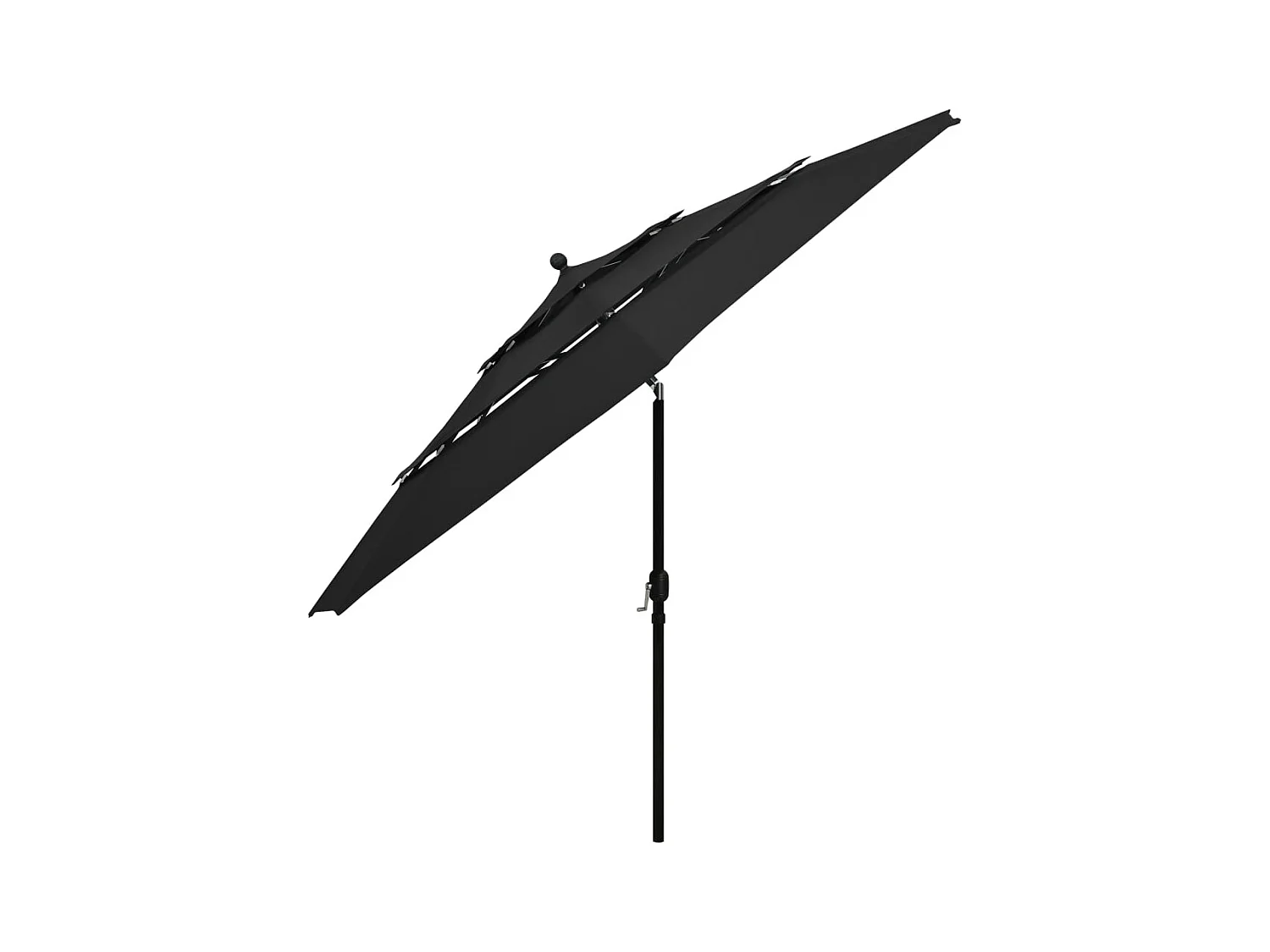Parasol de jardin-Parasol à 3 niveaux  avec mât en aluminium noir 3,5 m