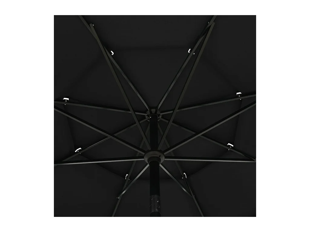 Parasol de jardin-Parasol à 3 niveaux  avec mât en aluminium noir 3,5 m