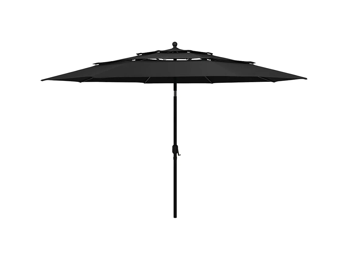 Parasol de jardin-Parasol à 3 niveaux  avec mât en aluminium noir 3,5 m