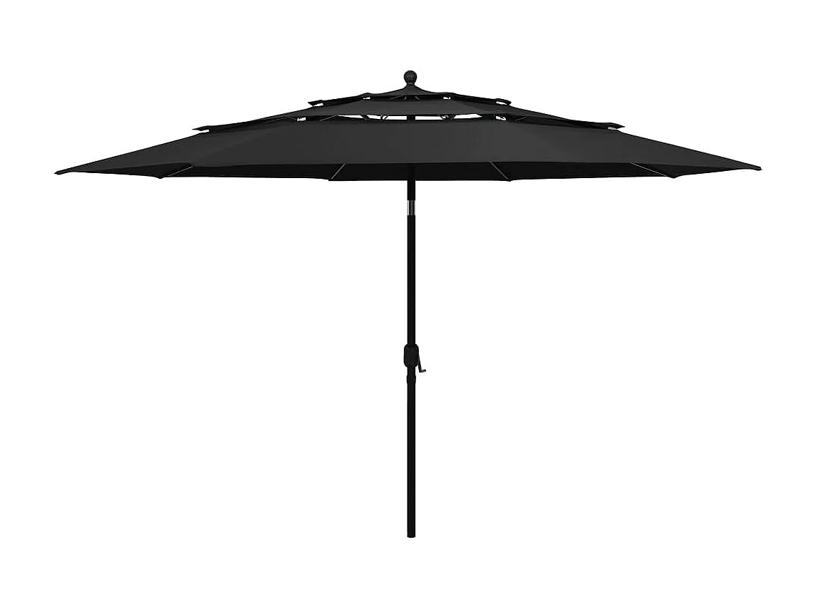 Parasol de jardin-Parasol à 3 niveaux  avec mât en aluminium noir 3,5 m
