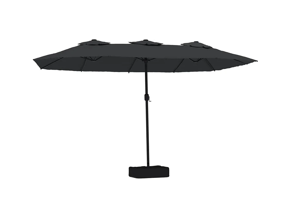 Parasol de jardin-Parasol à double tête avec LED noir 449x265 cm