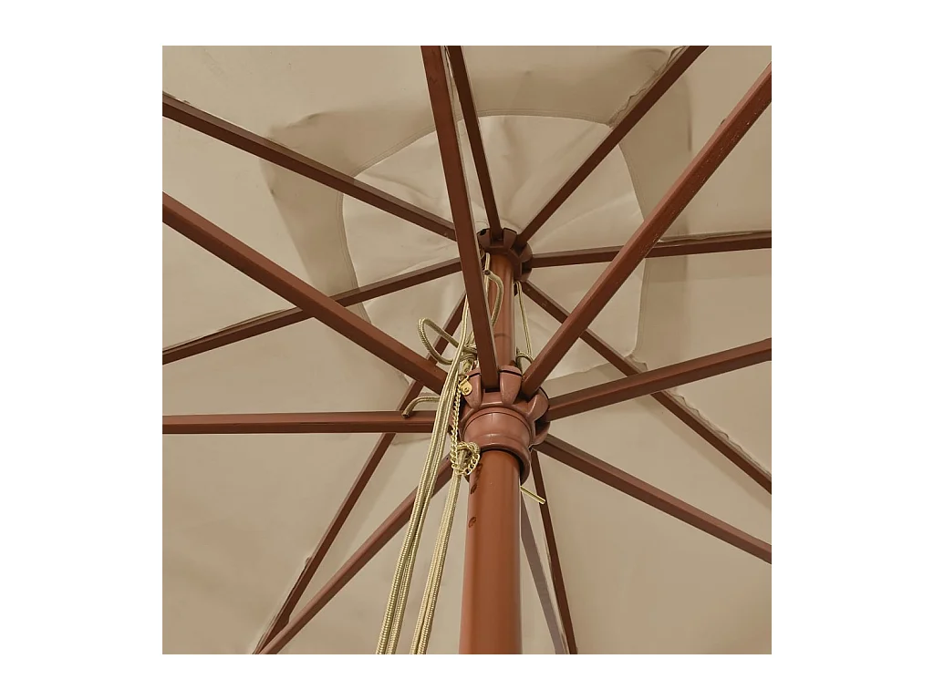 Parasol de jardin-Parasol d'extérieur avec mât en bois taupe 300x300x273 cm