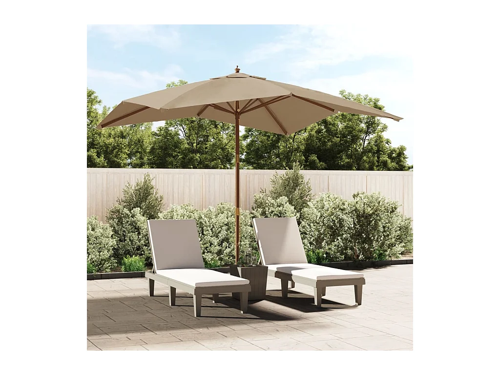 Parasol de jardin-Parasol d'extérieur avec mât en bois taupe 300x300x273 cm