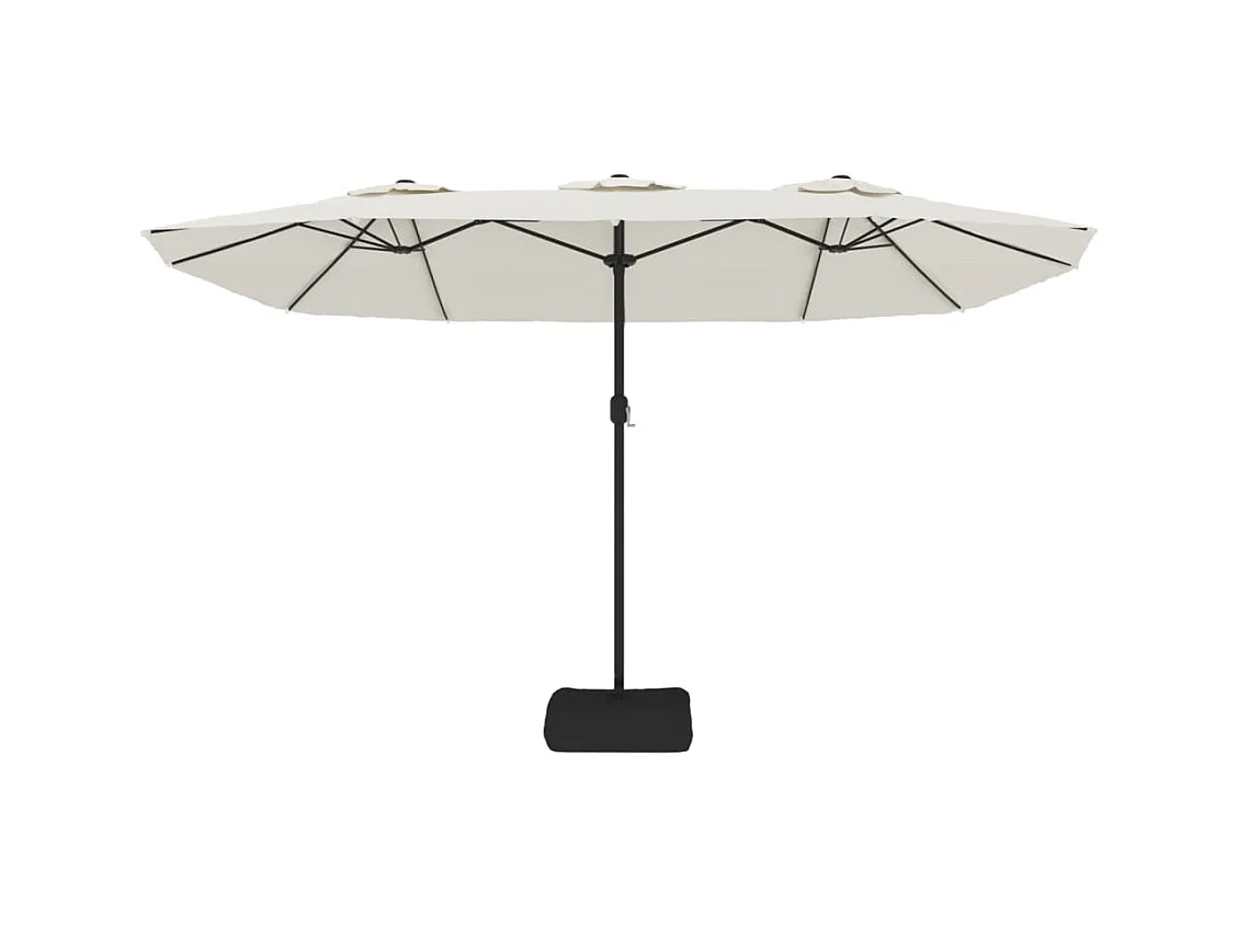 Parasol de jardin-Parasol à double tête avec LED blanc sable 449x265 cm
