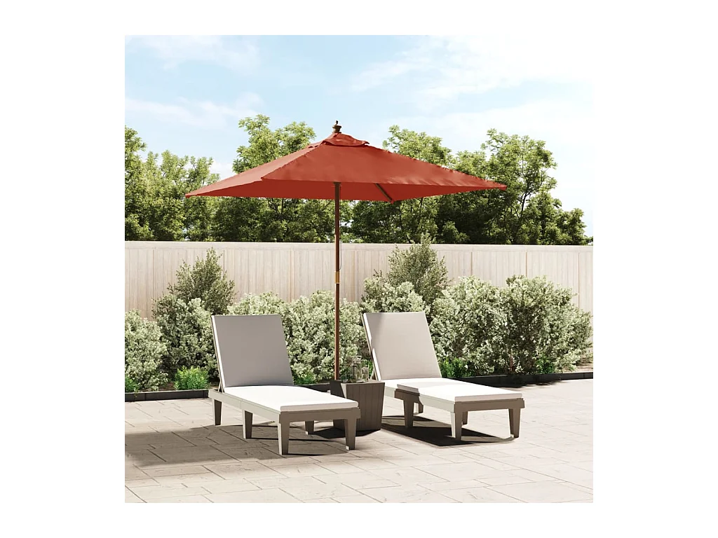 Parasol de jardin-Parasol d'extérieur avec mât en bois terre cuite 198x198x231 cm
