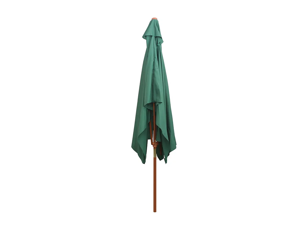 Parasol de jardin avec poteau en bois 200 x 300 cm Vert