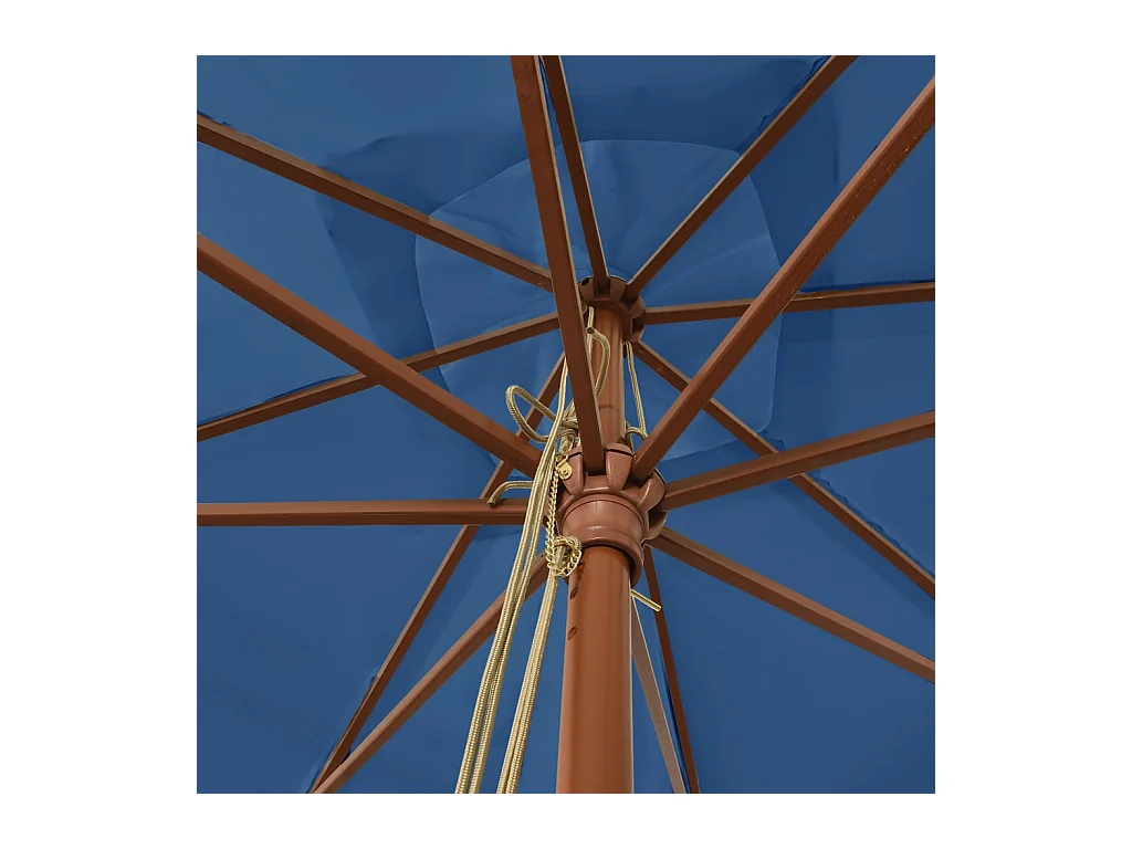 Parasol de jardin-Parasol d'extérieur avec mât en bois bleu azuré 300x300x273 cm