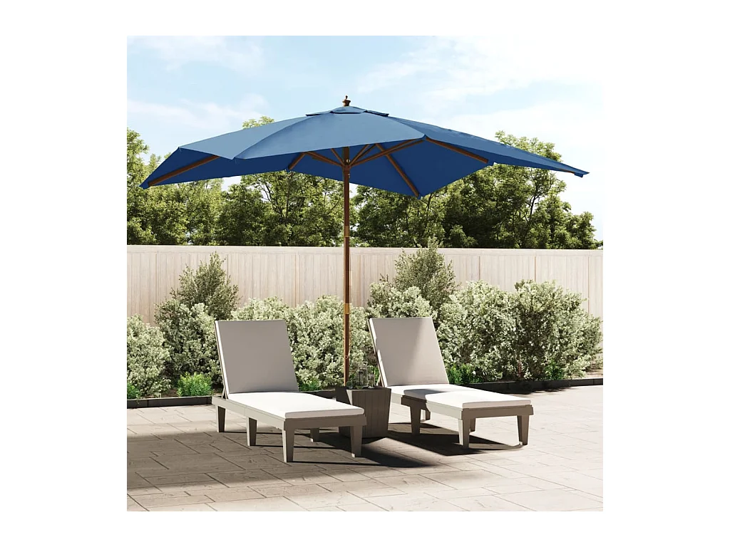 Parasol de jardin-Parasol d'extérieur avec mât en bois bleu azuré 300x300x273 cm