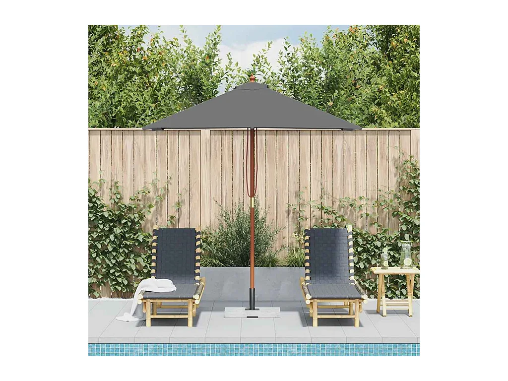 Parasol d'extérieur | Parasol de jardin avec mât en bois 150x200 cm anthracite