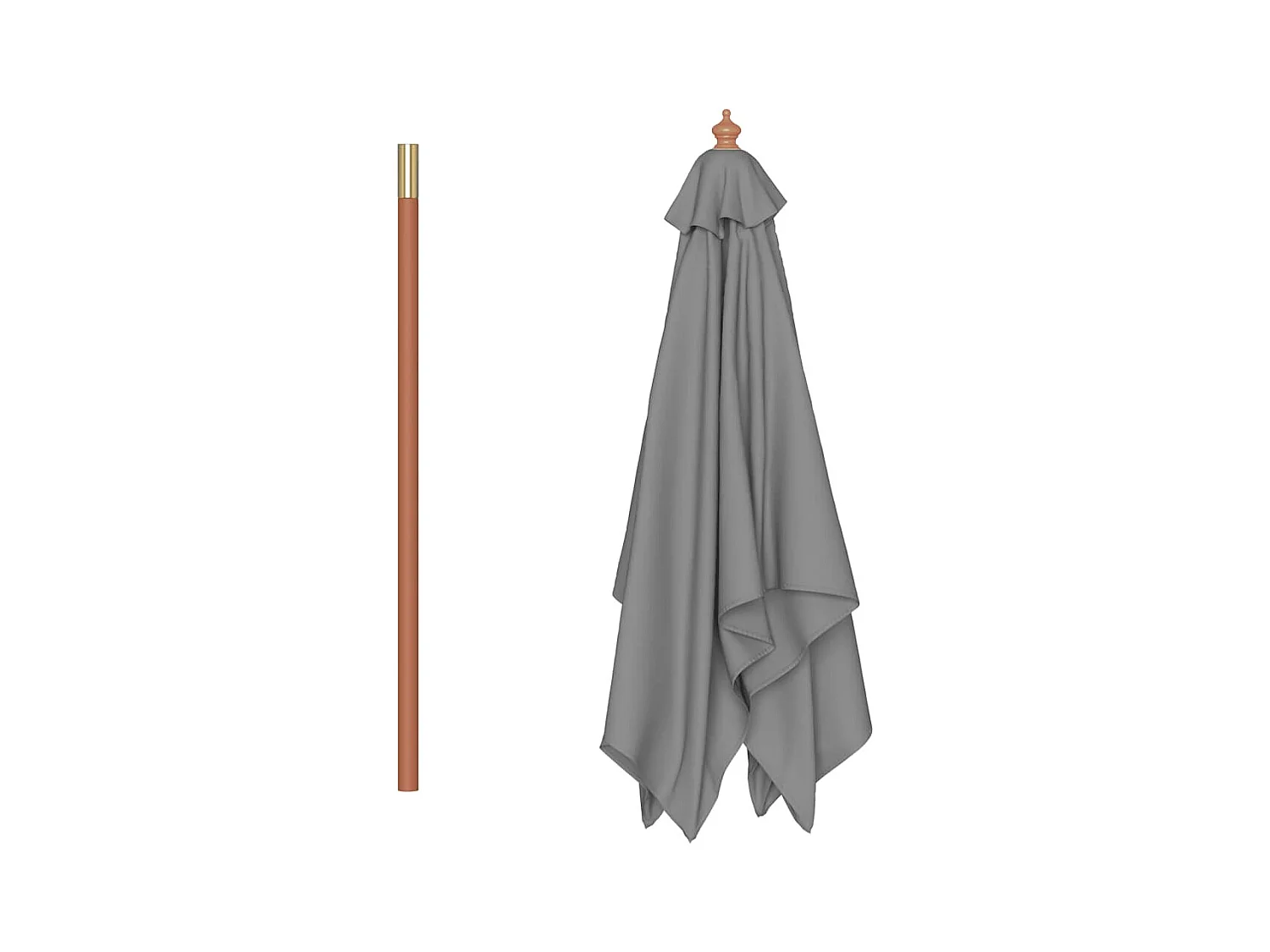 Parasol d'extérieur | Parasol de jardin avec mât en bois 150x200 cm anthracite