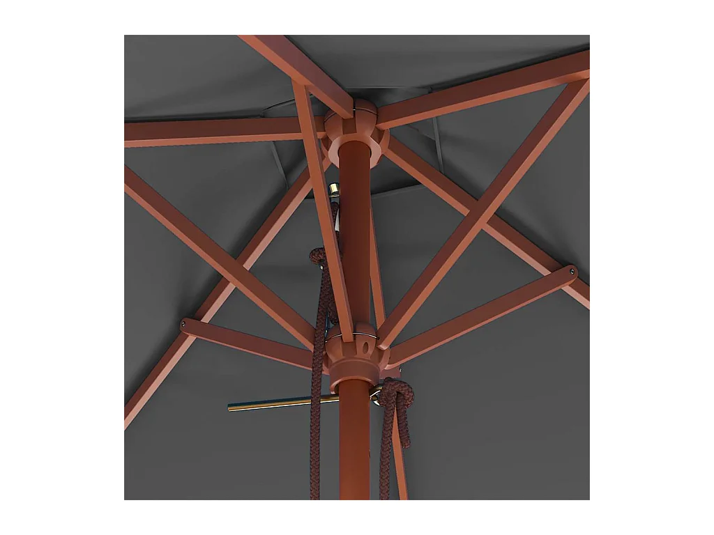 Parasol d'extérieur | Parasol de jardin avec mât en bois 150x200 cm anthracite