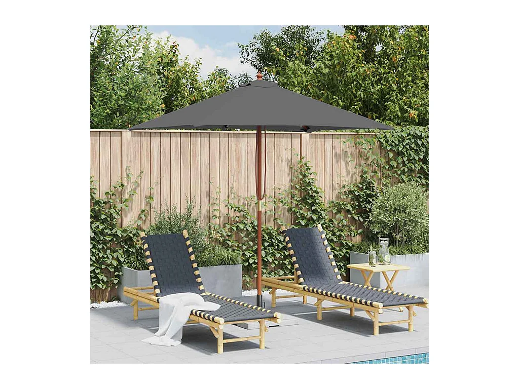 Parasol d'extérieur | Parasol de jardin avec mât en bois 150x200 cm anthracite