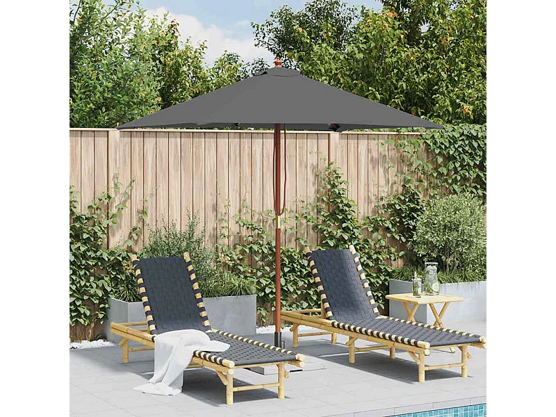 Parasol d'extérieur | Parasol de jardin avec mât en bois 150x200 cm anthracite
