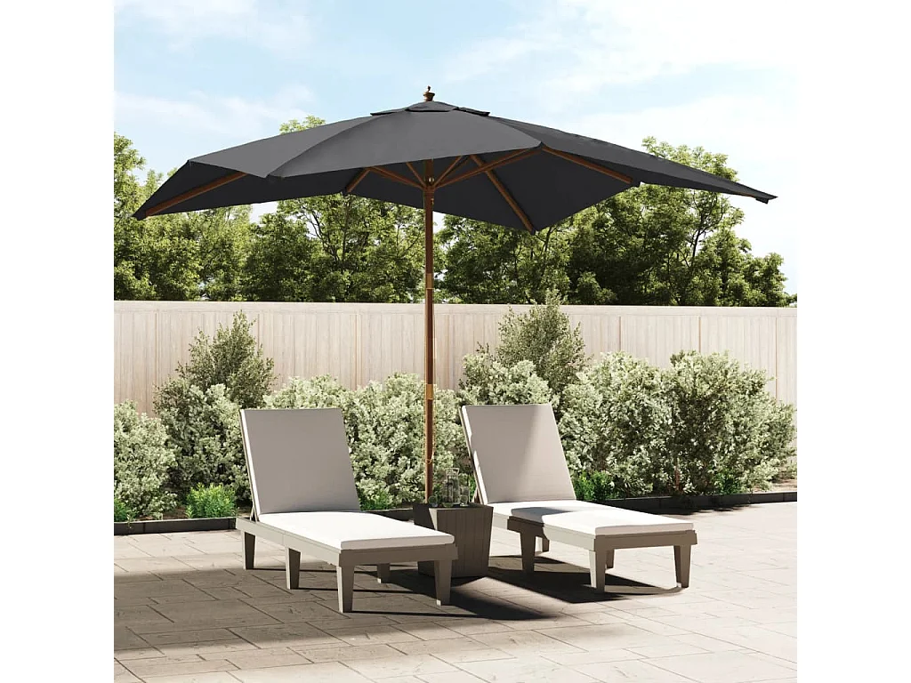 Parasol de jardin-Parasol d'extérieur avec mât en bois noir 300x300x273 cm
