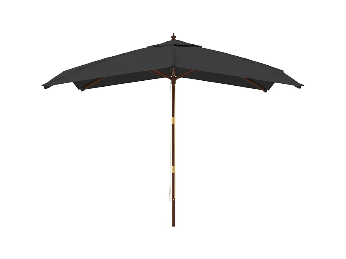 Parasol de jardin-Parasol d'extérieur avec mât en bois noir 300x300x273 cm