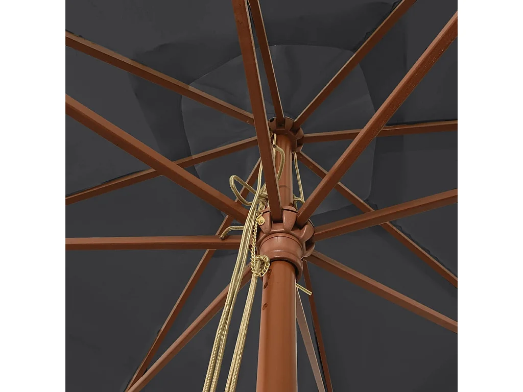 Parasol de jardin-Parasol d'extérieur avec mât en bois noir 300x300x273 cm