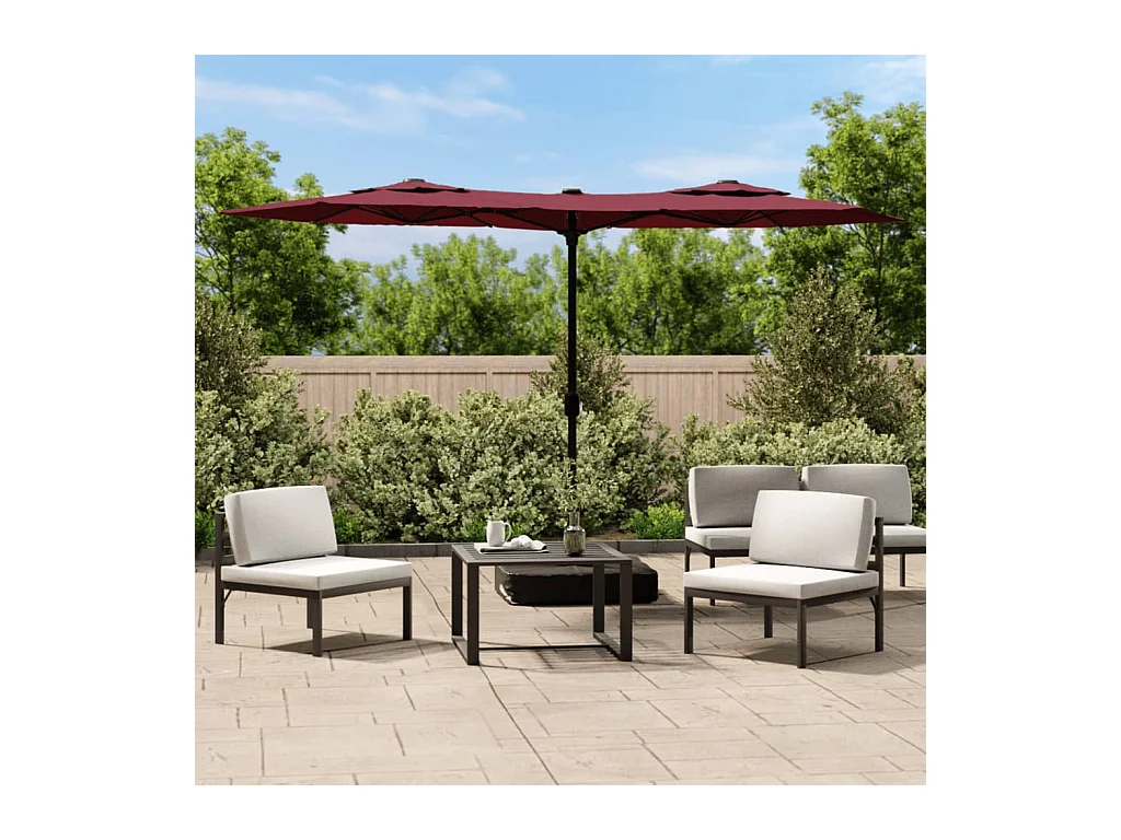 Parasol de jardin-Parasol à double tête rouge bordeaux 316x145 cm