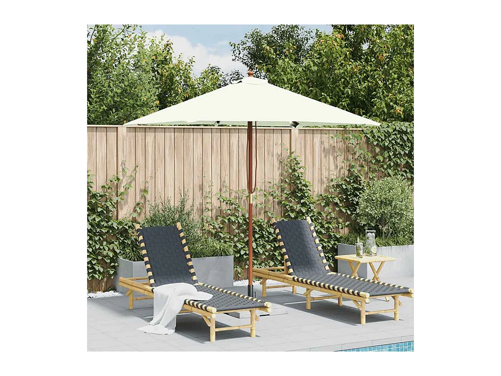 Parasol d'extérieur | Parasol de jardin avec mât en bois 150x200 cm Sable