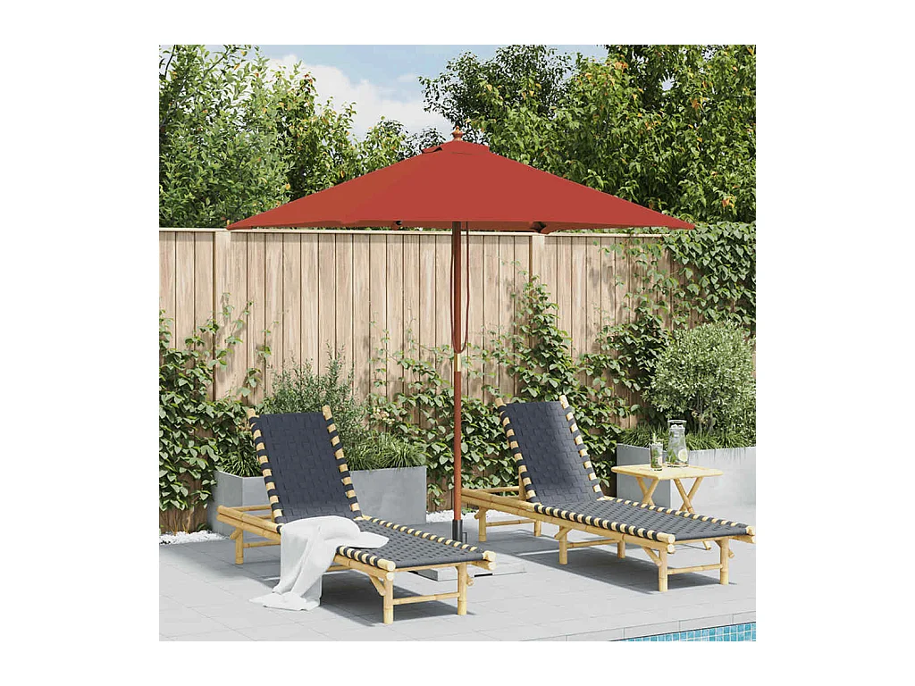 Parasol d'extérieur | Parasol de jardin avec mât en bois 150x200 cm Terre cuite