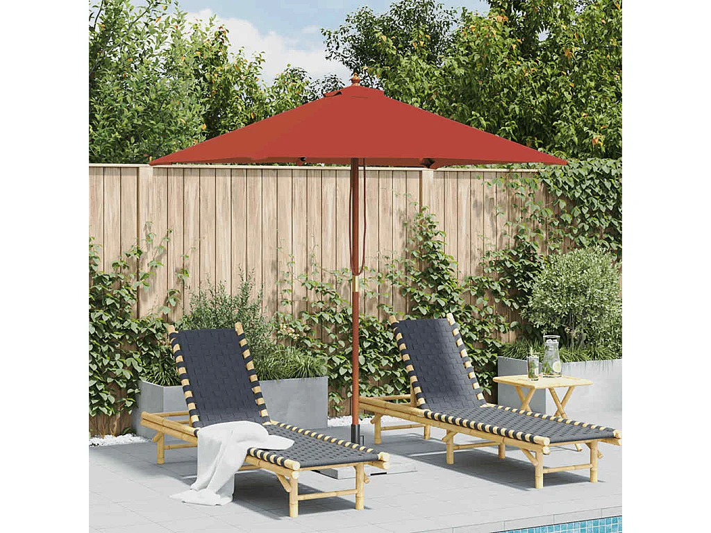 Parasol d'extérieur | Parasol de jardin avec mât en bois 150x200 cm Terre cuite