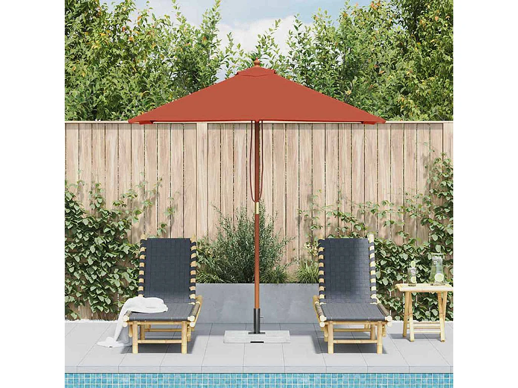Parasol d'extérieur | Parasol de jardin avec mât en bois 150x200 cm Terre cuite