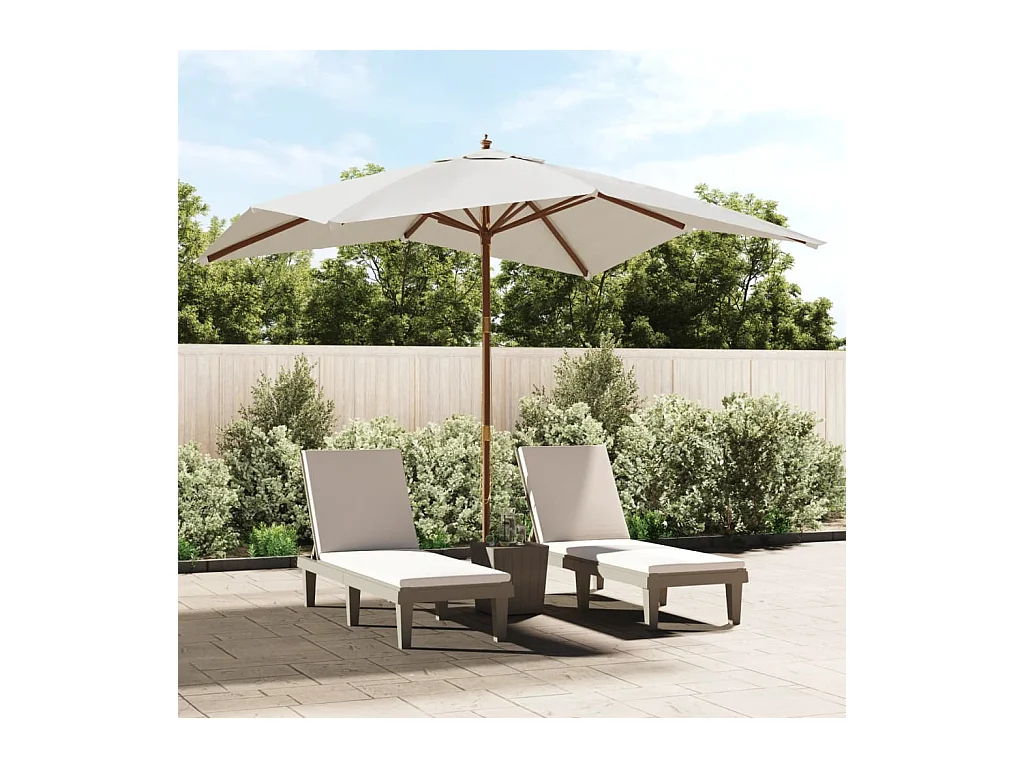 Parasol de jardin-Parasol d'extérieur avec mât en bois sable 300x300x273 cm