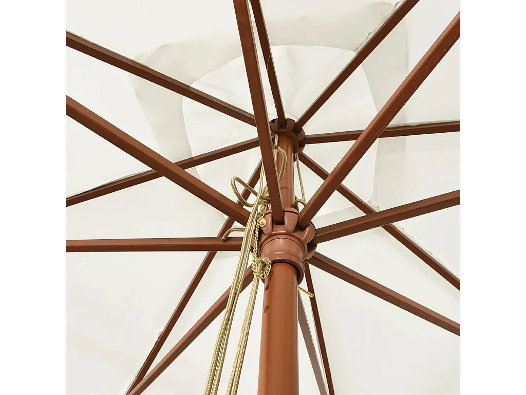 Parasol de jardin-Parasol d'extérieur avec mât en bois sable 300x300x273 cm