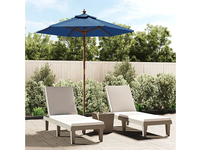 Parasol de jardin-Parasol d'extérieur avec mât en bois bleu azuré 196x231 cm