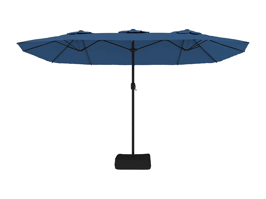 Parasol de jardin-Parasol à double tête avec LED bleu azuré 449x265 cm
