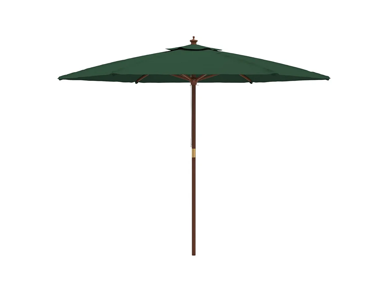 Parasol de jardin-Parasol d'extérieur avec mât en bois vert 299x240 cm
