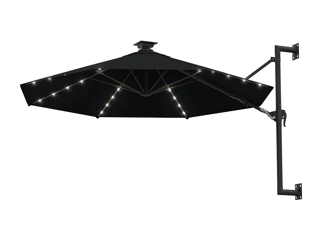 Parasol mural | Parasol flottant de jardin avec LED 300 cm noir