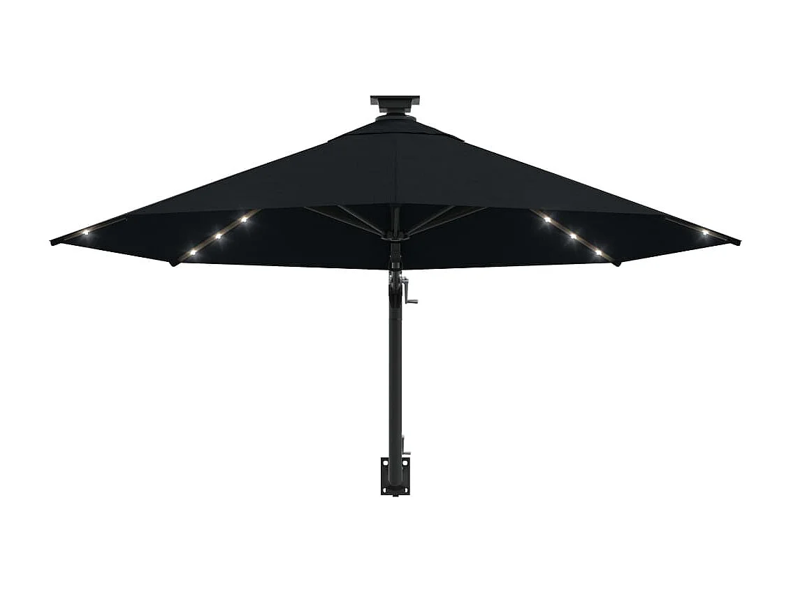 Parasol mural | Parasol flottant de jardin avec LED 300 cm noir
