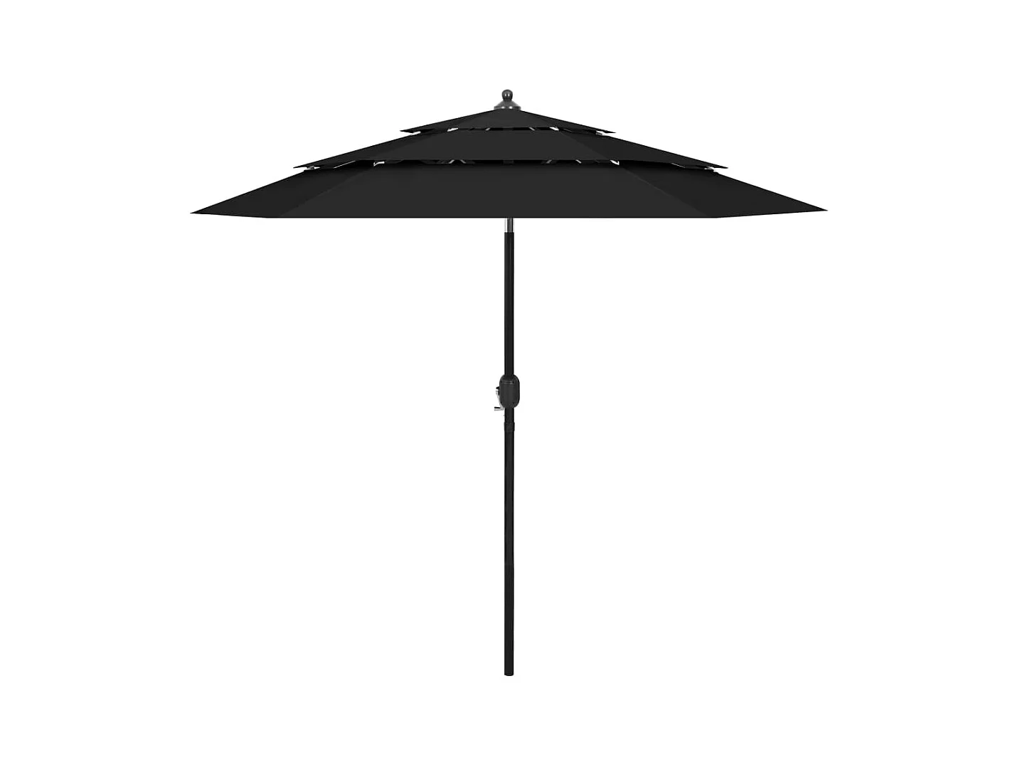 Parasol de jardin-Parasol à 3 niveaux  avec mât en aluminium noir 2,5 m