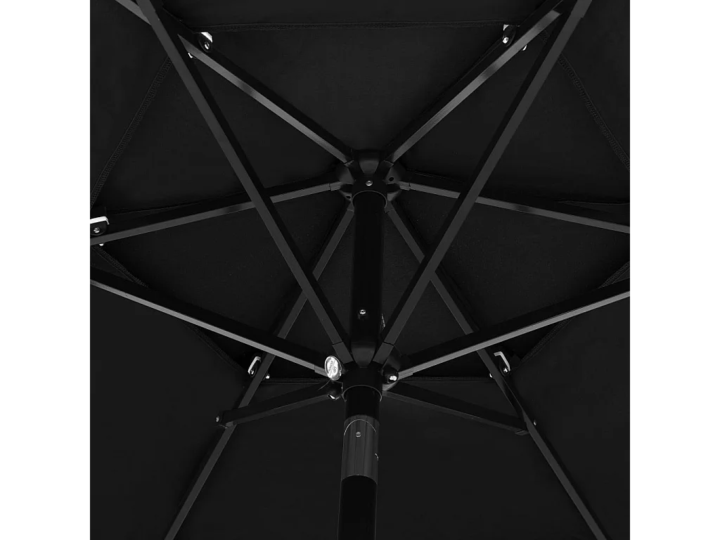 Parasol de jardin-Parasol à 3 niveaux  avec mât en aluminium noir 2,5 m