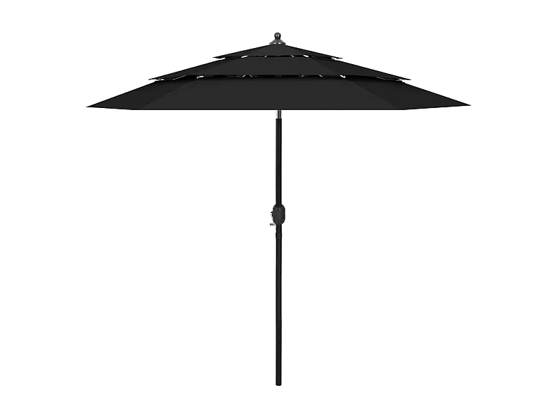 Parasol de jardin-Parasol à 3 niveaux  avec mât en aluminium noir 2,5 m