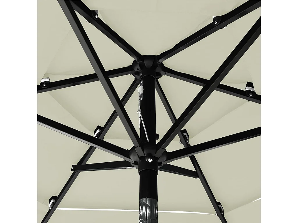 Parasol de jardin-Parasol à 3 niveaux  avec mât en aluminium sable 2 m