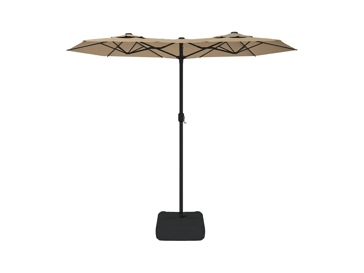 Parasol de jardin-Parasol à double tête avec LED taupe 316x145 cm