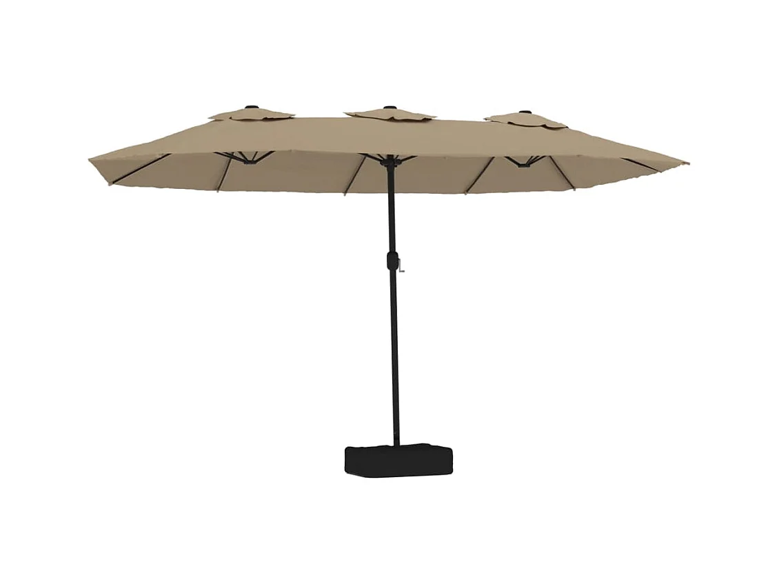 Parasol de jardin-Parasol à double tête avec LED taupe 449x265 cm