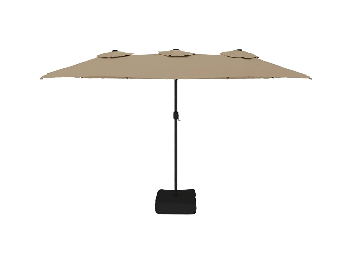 Parasol de jardin-Parasol à double tête avec LED taupe 449x265 cm