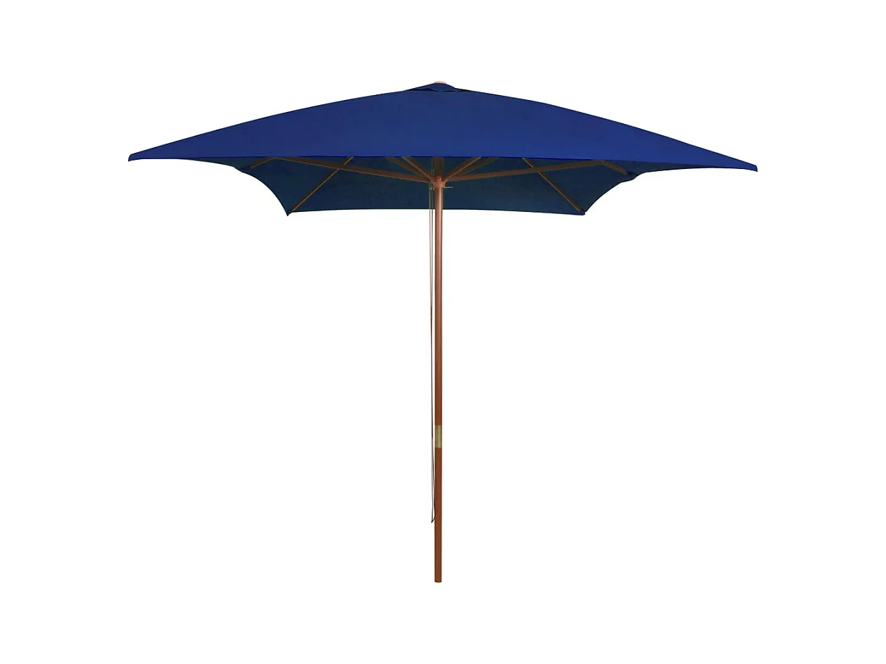 Parasol de jardin-Parasol d'extérieur avec mât en bois bleu 200x300 cm