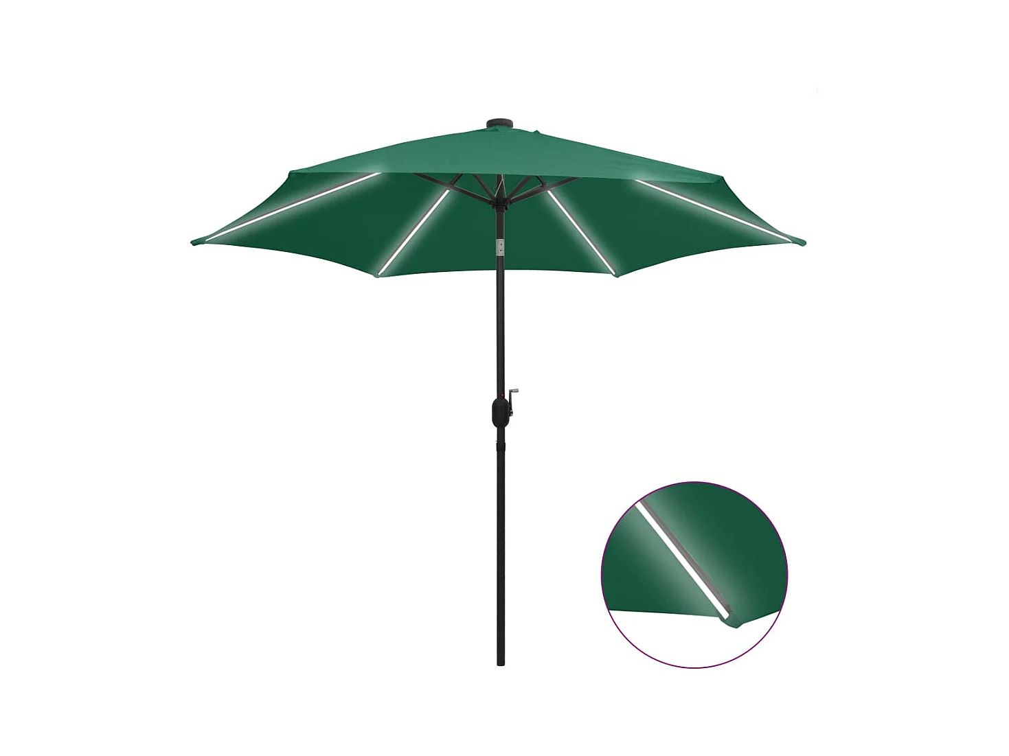 Parasol de jardin-Parasol d'extérieur avec lumières LED et mât en aluminium vert
