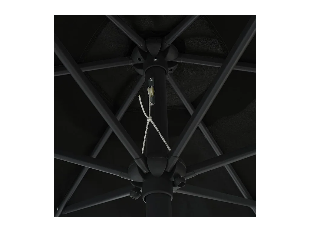 Parasol de jardin-Parasol d'extérieur avec lumières LED et mât en aluminium noir