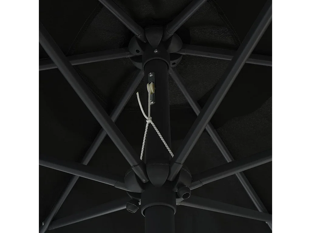 Parasol de jardin-Parasol d'extérieur avec lumières LED et mât en aluminium noir