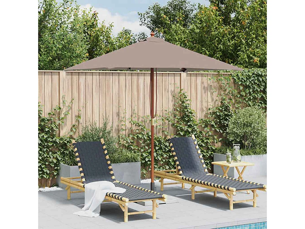 Parasol d'extérieur | Parasol de jardin avec mât en bois 150x200 cm taupe