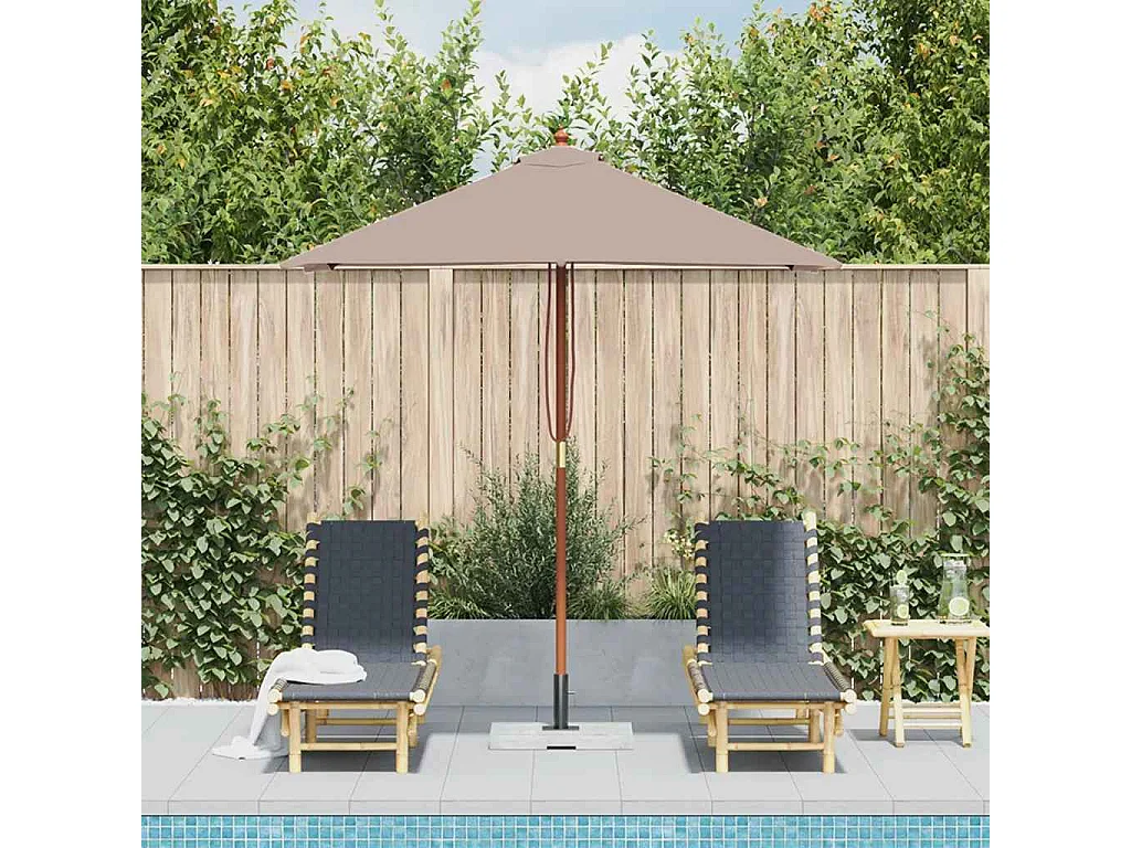 Parasol d'extérieur | Parasol de jardin avec mât en bois 150x200 cm taupe