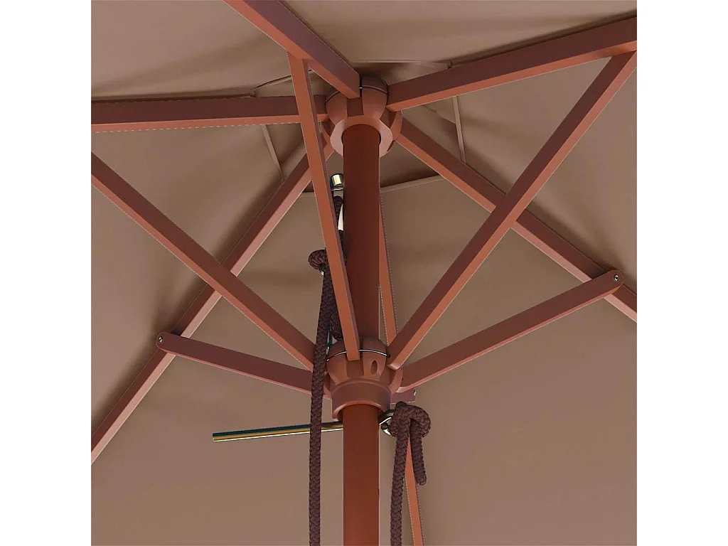 Parasol d'extérieur | Parasol de jardin avec mât en bois 150x200 cm taupe