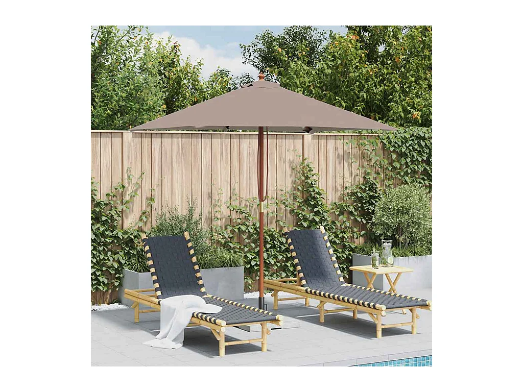 Parasol d'extérieur | Parasol de jardin avec mât en bois 150x200 cm taupe
