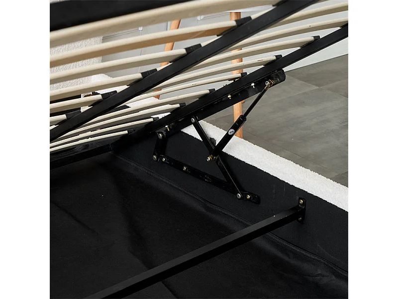 Lit Double Coffre VALENTINA – 160x200 cm – Tissu Doudou Blanc – Avec Rangement