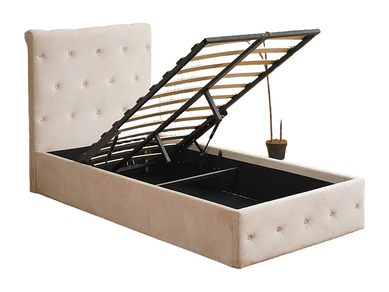 Lit Coffre CORSICA – 90x190 cm – Velours – Avec Rangement